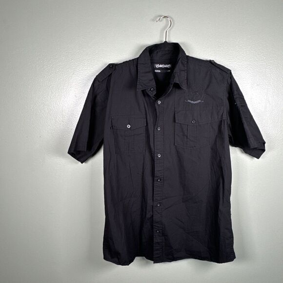 Vintage Ecko Unltd Y2K Streetwear Grunge Black Graphic Print Button-Up Men’s‎ L - Picture 2 of 10